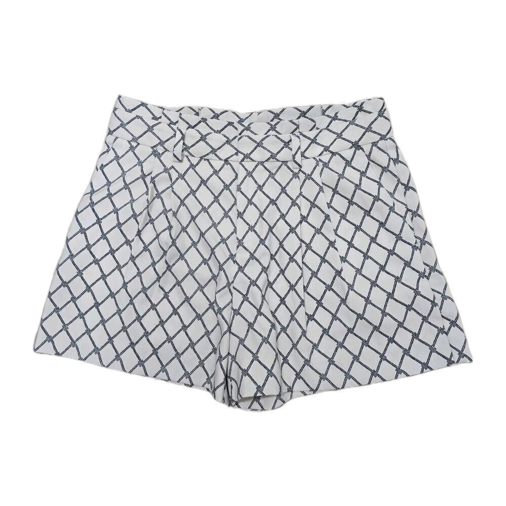 Banana Republic Womens Retro Style High Waist Shorts Size 6 White Navy Geometric